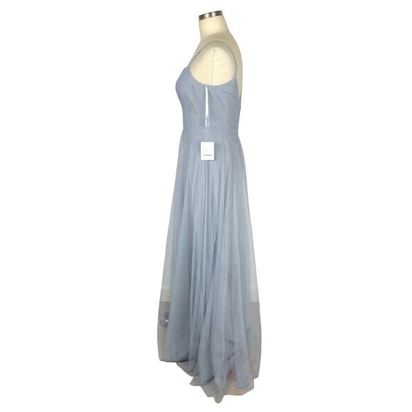 AFTER SIX Platinum Gray Sweetheart Spaghetti Strap Tulle Dress Bridesmaid Gown 8 - Picture 2 of 10